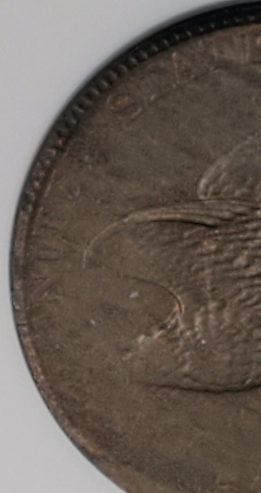 1857 P Flying Eagle Cent Penny Error ANACS AU55 Struck Through Grease Error Coin