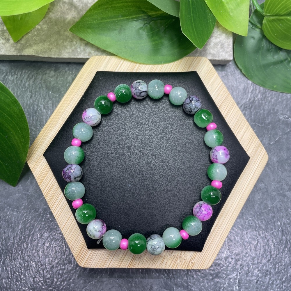 Handmade Bead Beaded Stackable 7.5” Plus Stretch Bracelet New Free Ship C1504