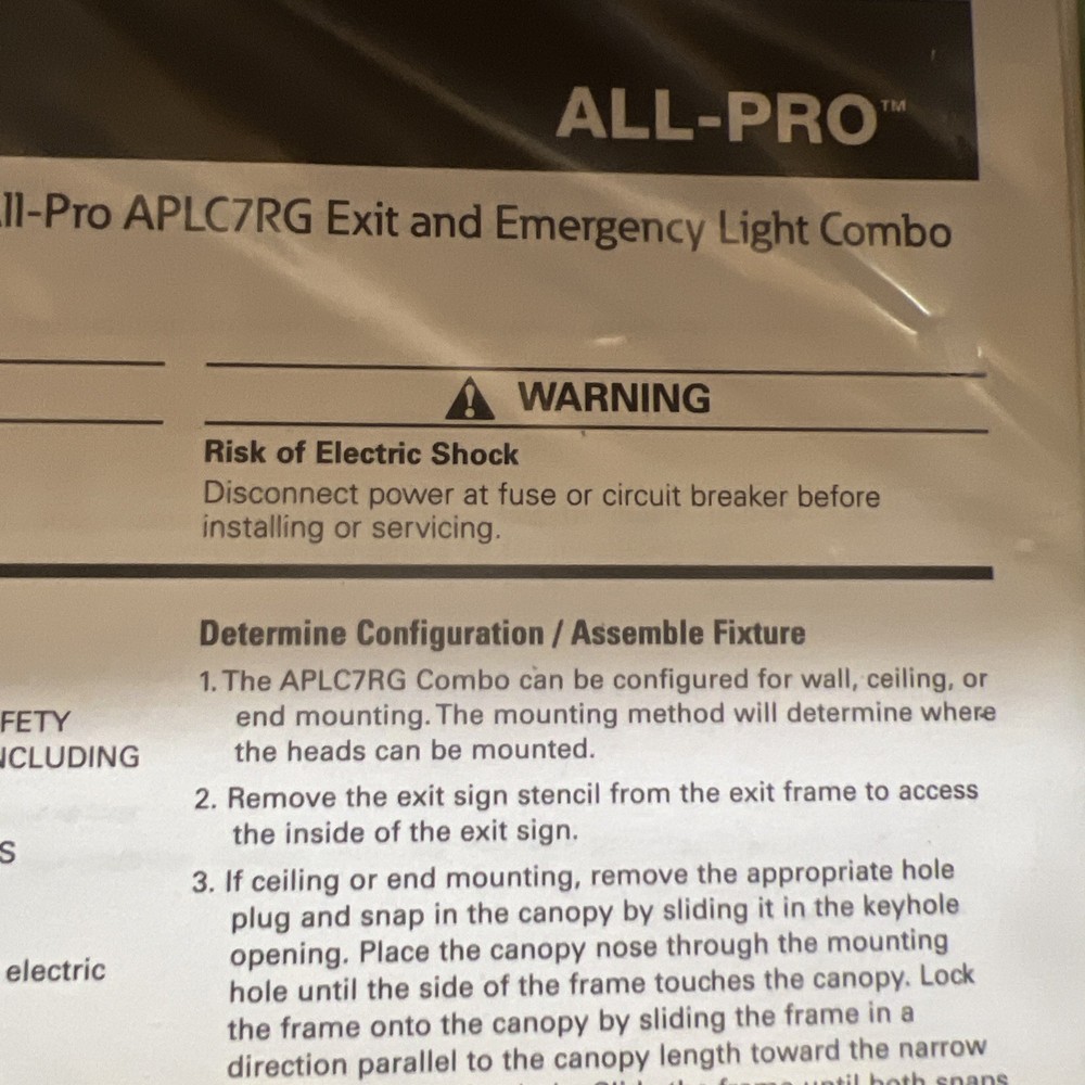 NEW - Exit Emergency Light Hardwired Exit Sign LED Light 2 Color ALL-PRO