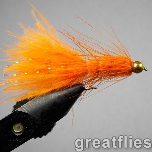 1 dozen (12) - Woolly Bugger - Orange - Bead Head