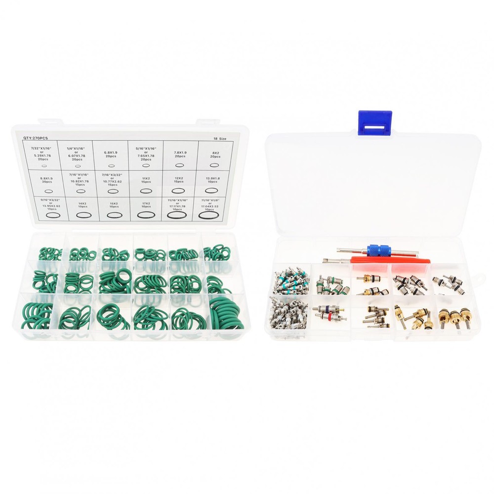 Car A/C Repair Kit O-Ring Set + AC Valve Cores + Removal & Install Tool