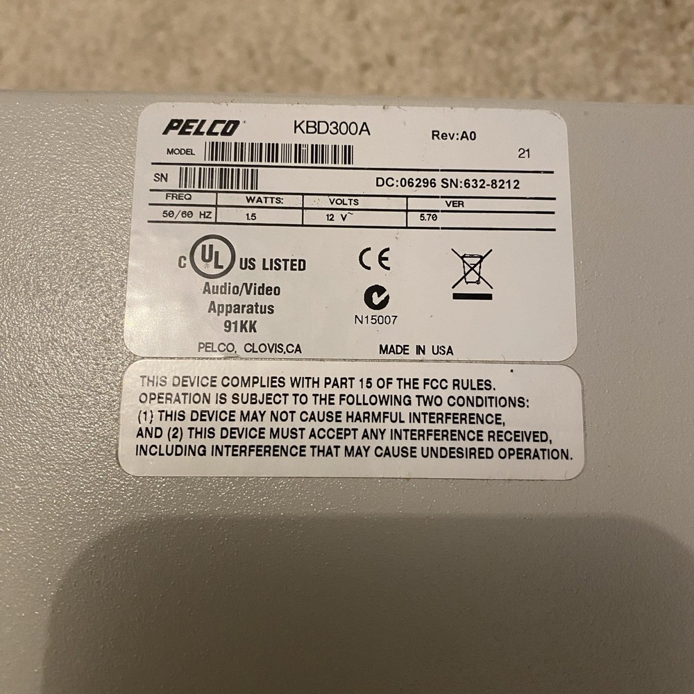 Pelco Joystick Keyboard Controller KBD300A Untested Sold As Is