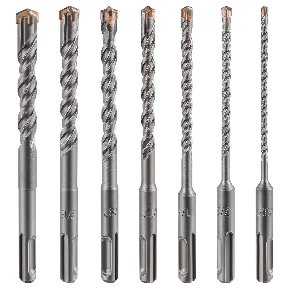5pcs 5/32" X 6"-4" Concrete Drill Bits, Cross-Type Double Thread Carbide 5/32