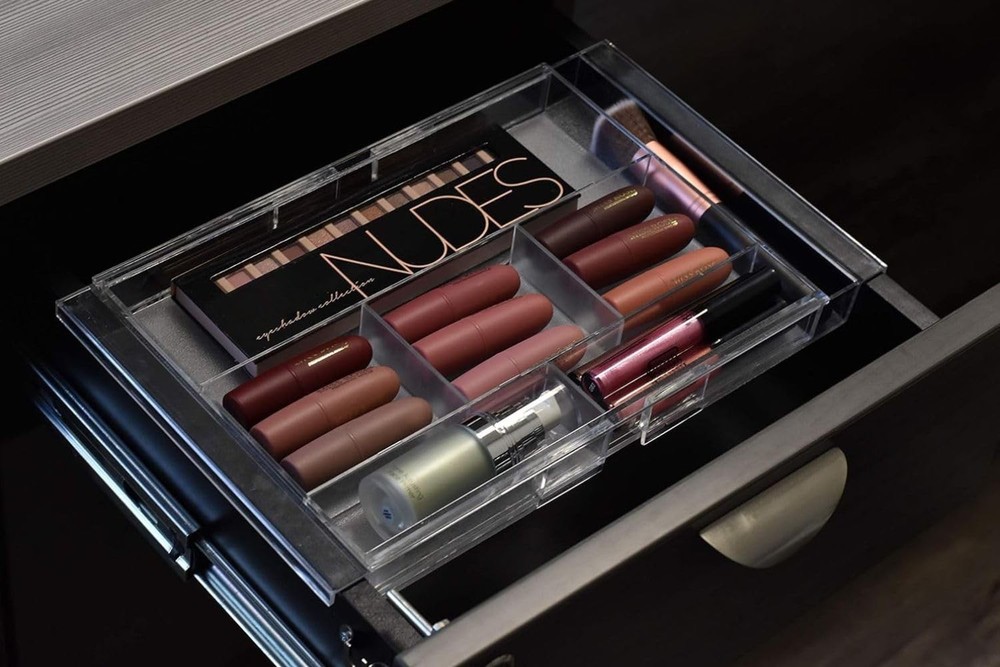 Expandable Drawer Organizer - Customizable Makeup Vanity Organizing Storage T...