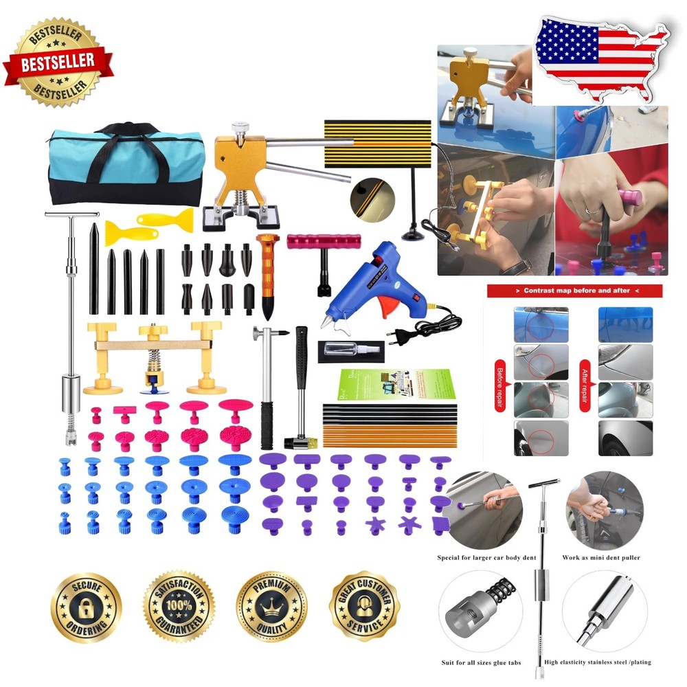 Complete 89PC Dent Puller Kit - Professional PDR Tools, Car Hail Damage Remover