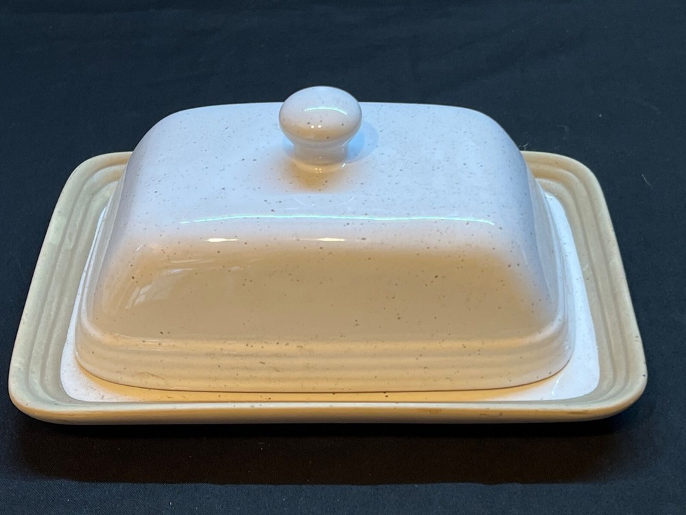 Ceramic Butter Dish With Lid Speckled Design Rectangular Hand Wash Only