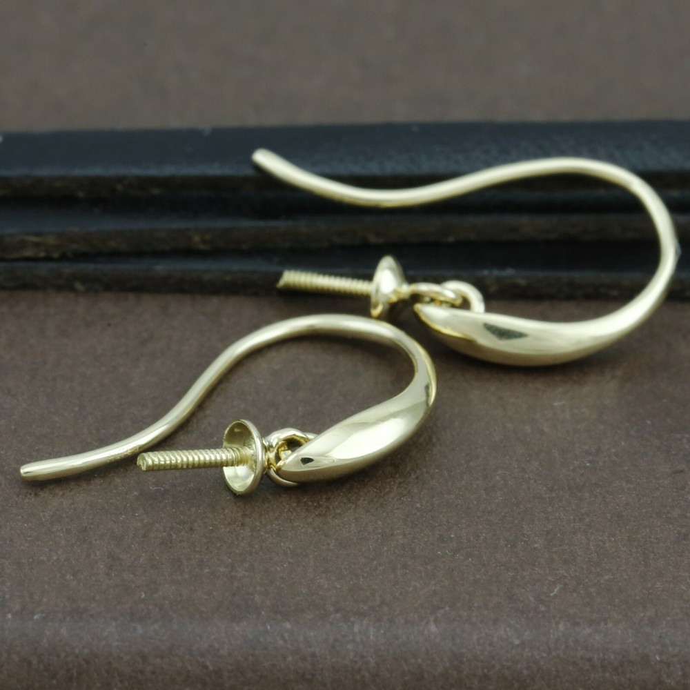 Genuine 18CT Solid Yellow Gold Pearl Hooks - 1 Pair