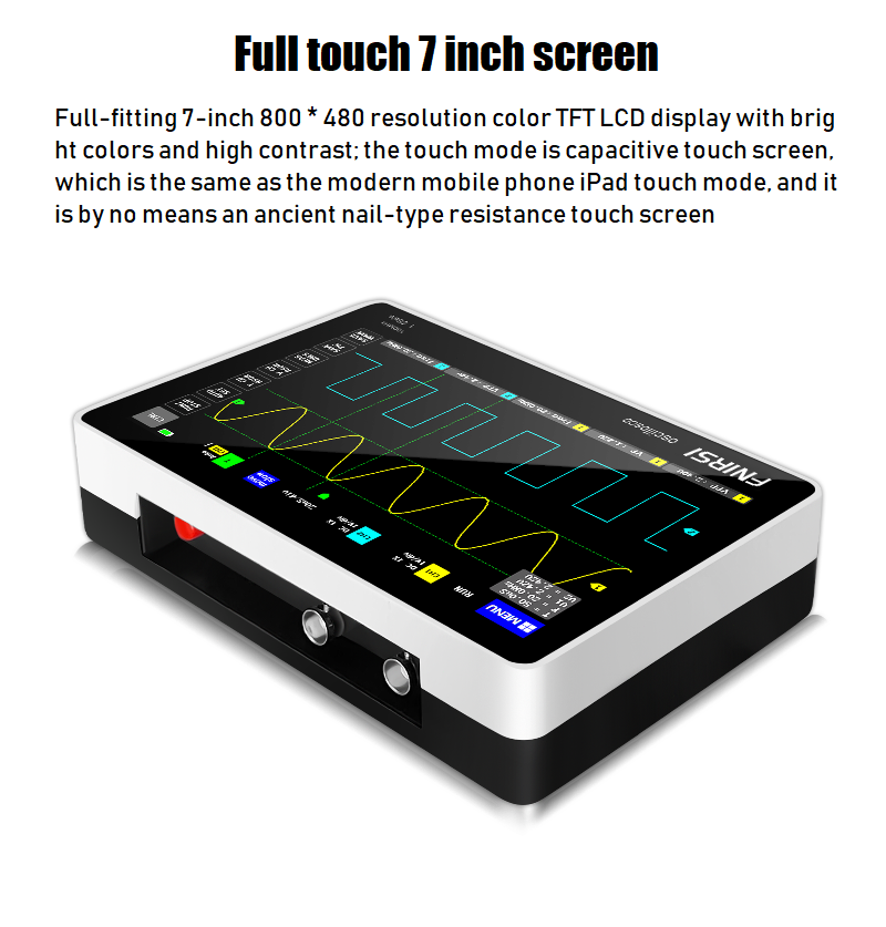 FNIRSI Mini 7" Touch Panel Digital Tablet Oscilloscope 2CH 100MHz Bandwidth 1GS