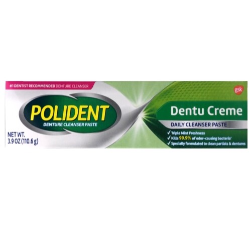 4 Pack Polident Dentu Creme Denture Toothpaste 3.9 Oz Each