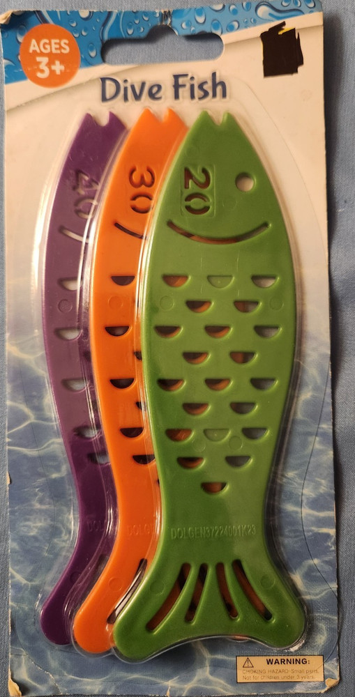 NIP Plastic Dive Fish Water Toys 3 Pack Age 3+