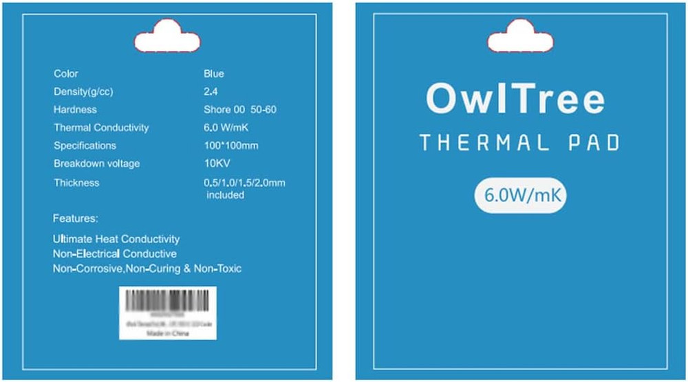 4 Pack Thermal Pads 100x100mm (0.5-2mm) for Laptop, CPU, GPU, SSD Cooling