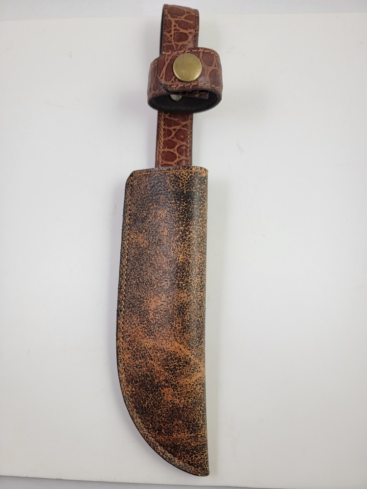 Buck Knives 119 Sheath Right Pull with Authentic Camp Fire BROWN Fine LEATHER
