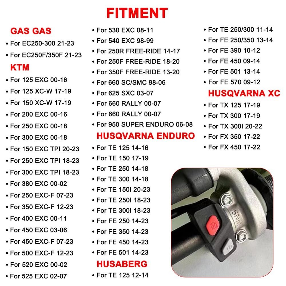 2 Buttom Start Switch Engine Stop Button Kill Switch for KTM EXC EXC 2 Function