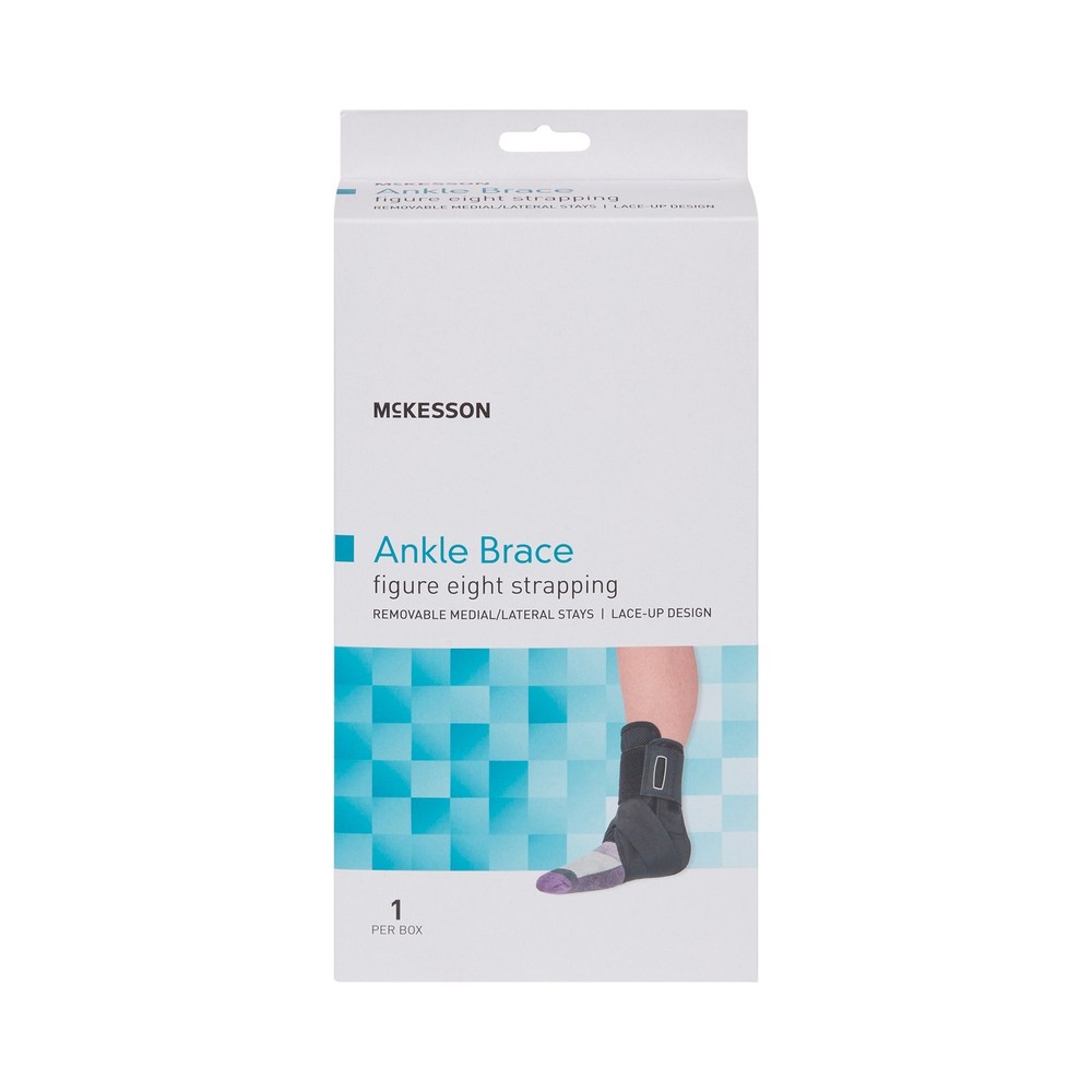 McKesson Black Ankle Support Large Figure-8 Strap / Hook and Loop Closure /