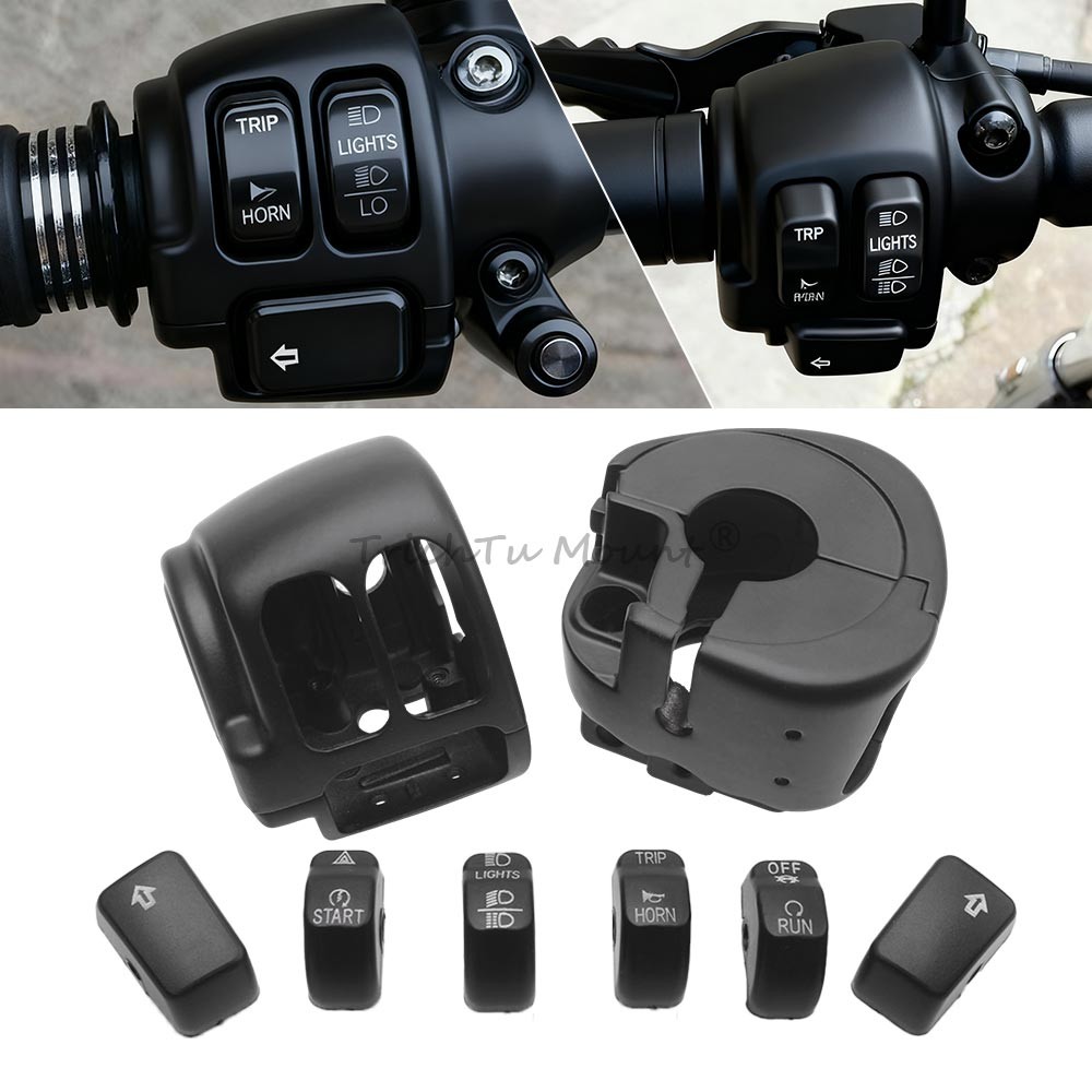 Motorcycle Handlebar Control Switch Housings Cap Cover Button For Harley Softail