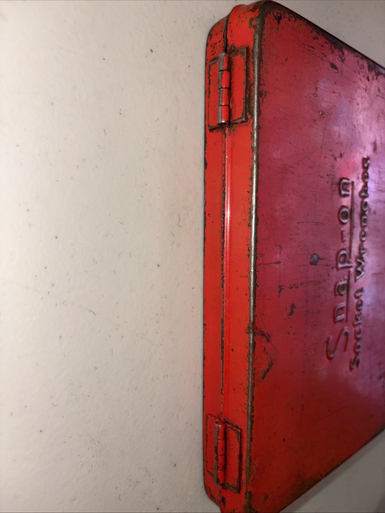 Vintage SNAP-ON Red Metal Tool Box Case for 1/4" Drive Socket Set EMPTY