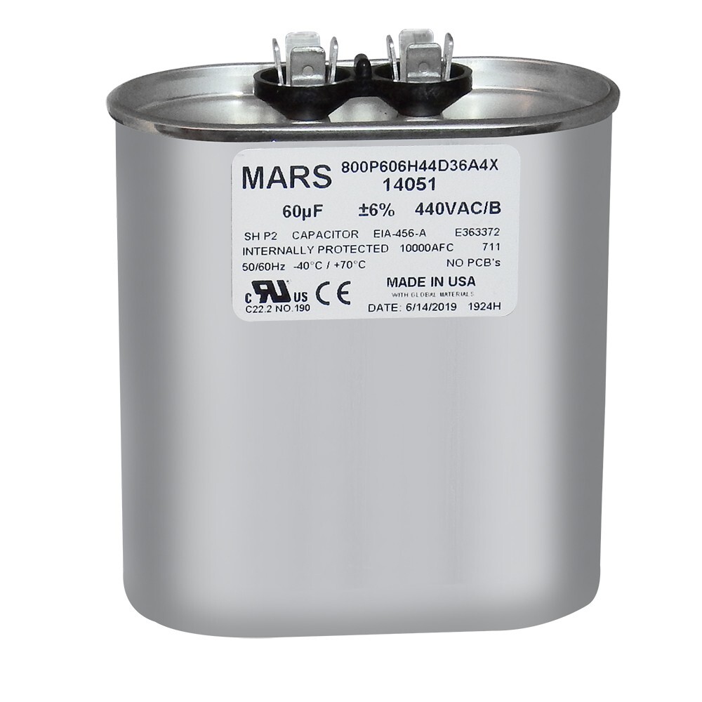 14051 - Mars OEM Replacement Run Capacitor 440/370 VAC 60 MFD Oval
