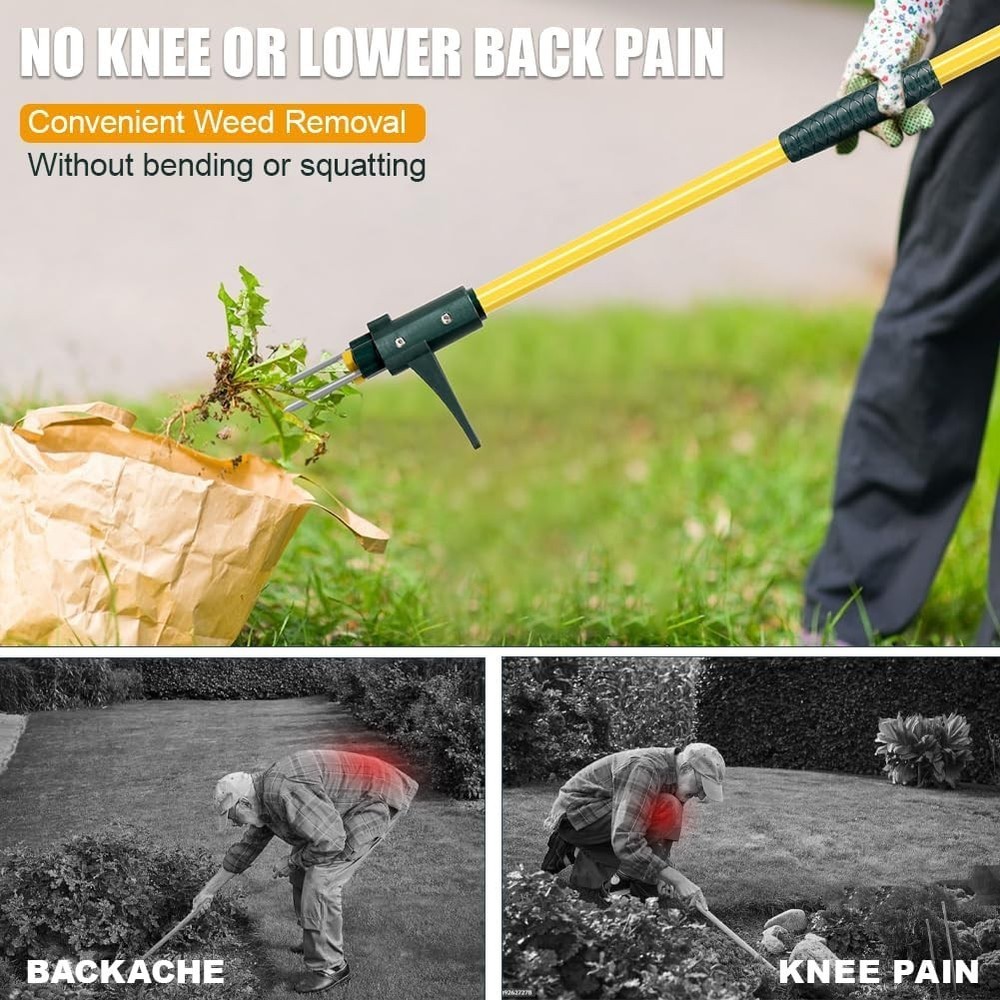 Durable Long Handle Weed Puller with 3 Claws for Effortless Gardening