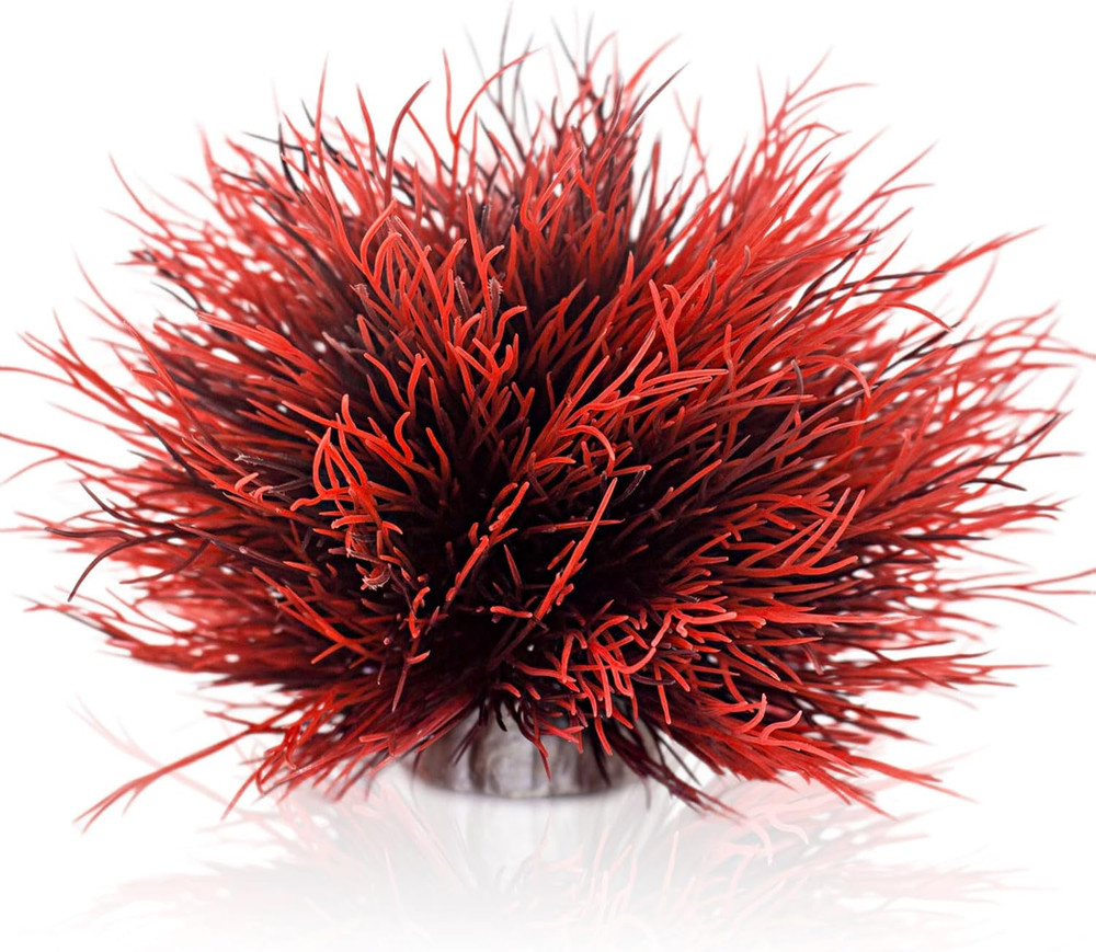 Fish Tank Decorations Aquarium Plants Plastic Artificial Décor (Black Red)