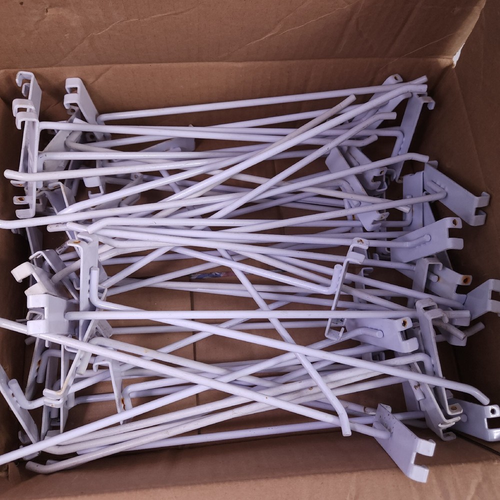 (45x) 12" Long Gridwall Hooks Grid Panel Display Wire Metal - White
