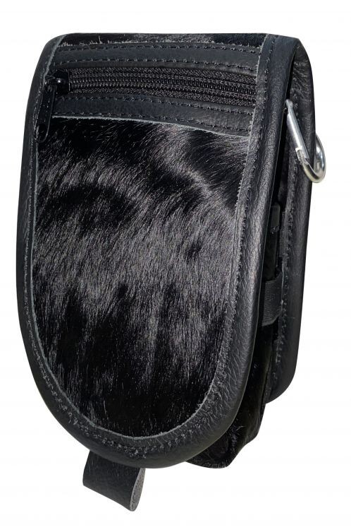 CELL PHONE/ ACCESSORY CASE Black Hair-On Cowhide 4" x 7" Folded