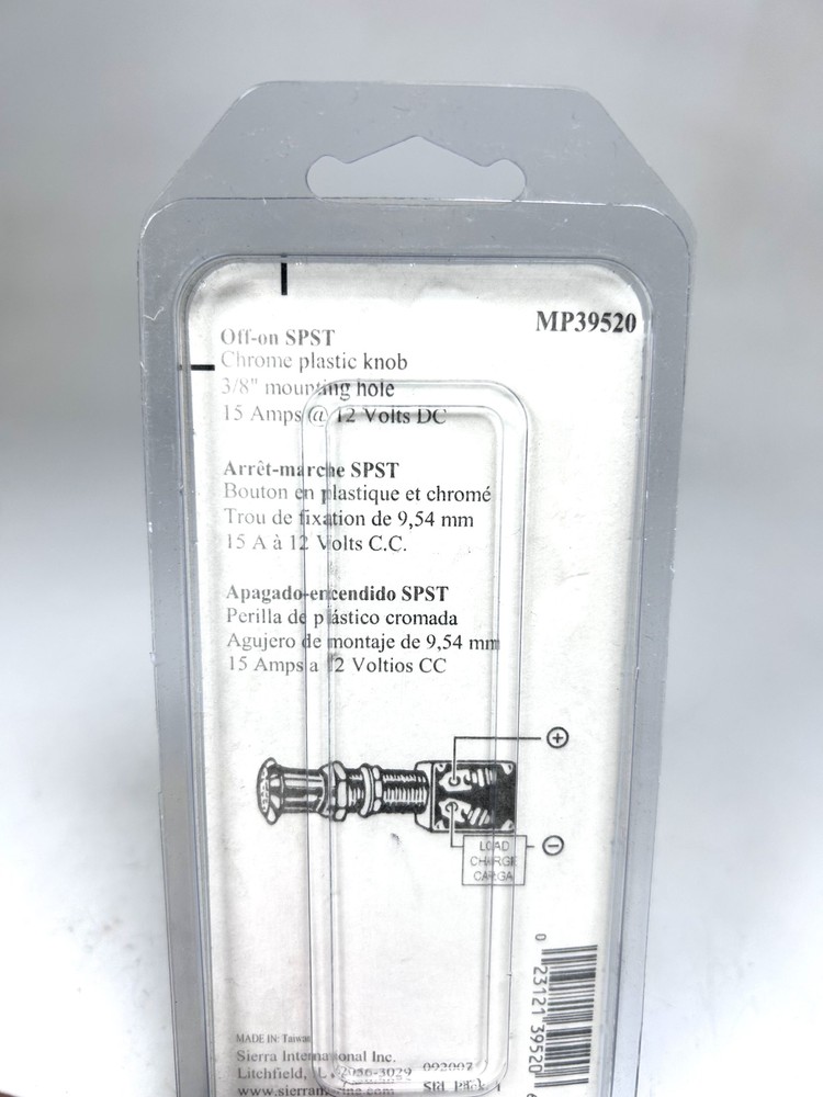 -NEW- Sierra MP39520, Off-On SPST Push Pull Switch 12V
