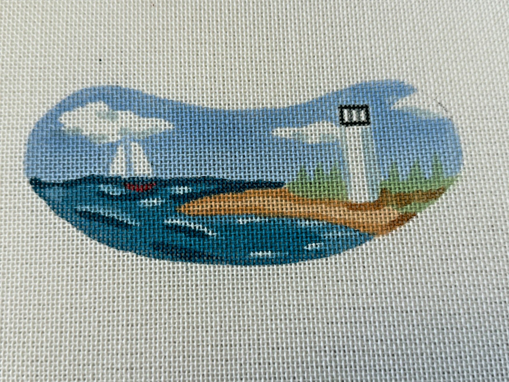 HP NEEDLEPOINT LIGHTHOUSE AND SAILBOAT