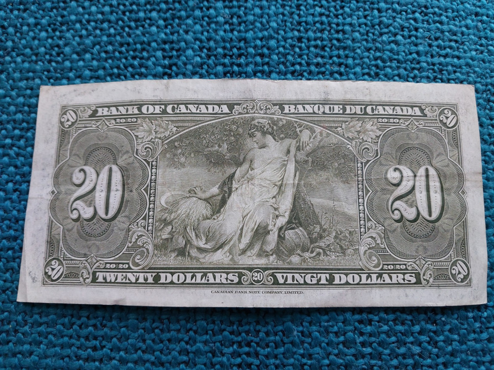 1937 Canada 20 Dollars Bill Great Condition!