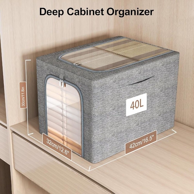 Collapsible Storage Bin W/ Clear Window Stackable Dustproof Folding Organizer US