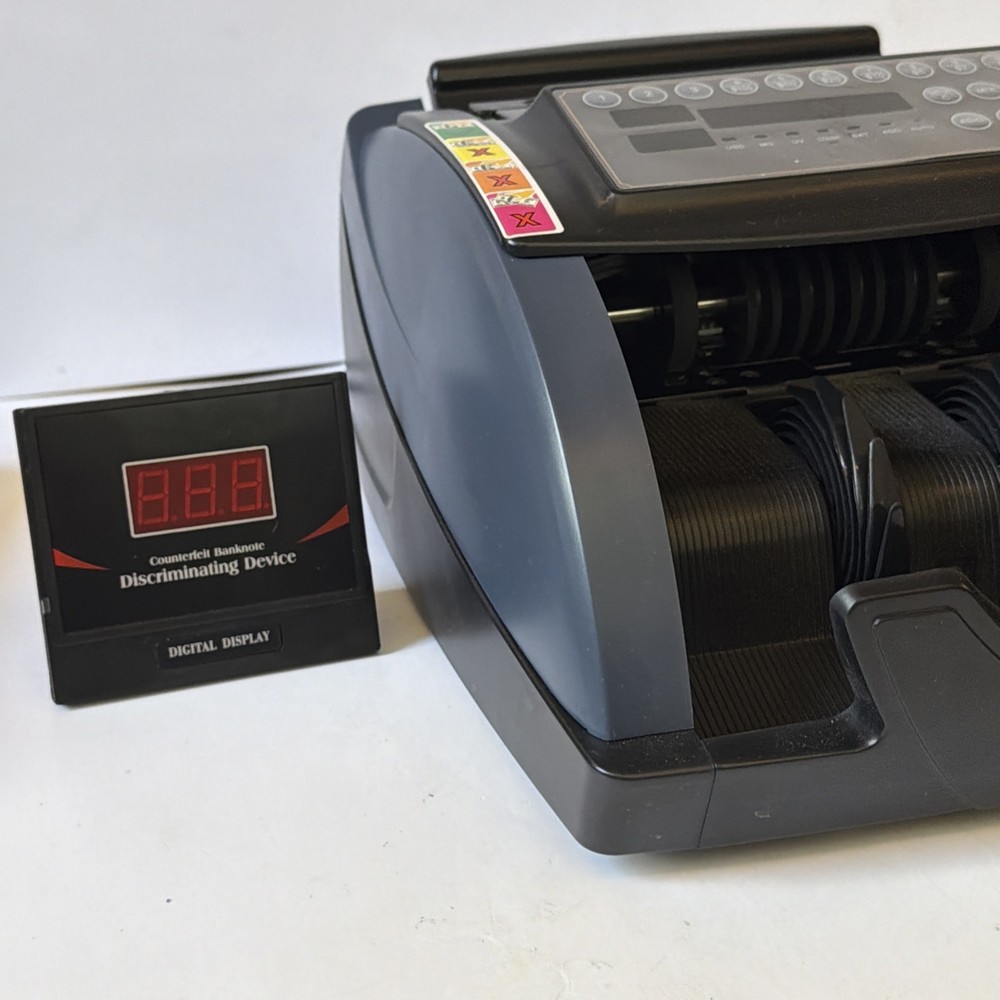 Money Counter Machine with Value Count Counterfeit Detection LCD READ DESC