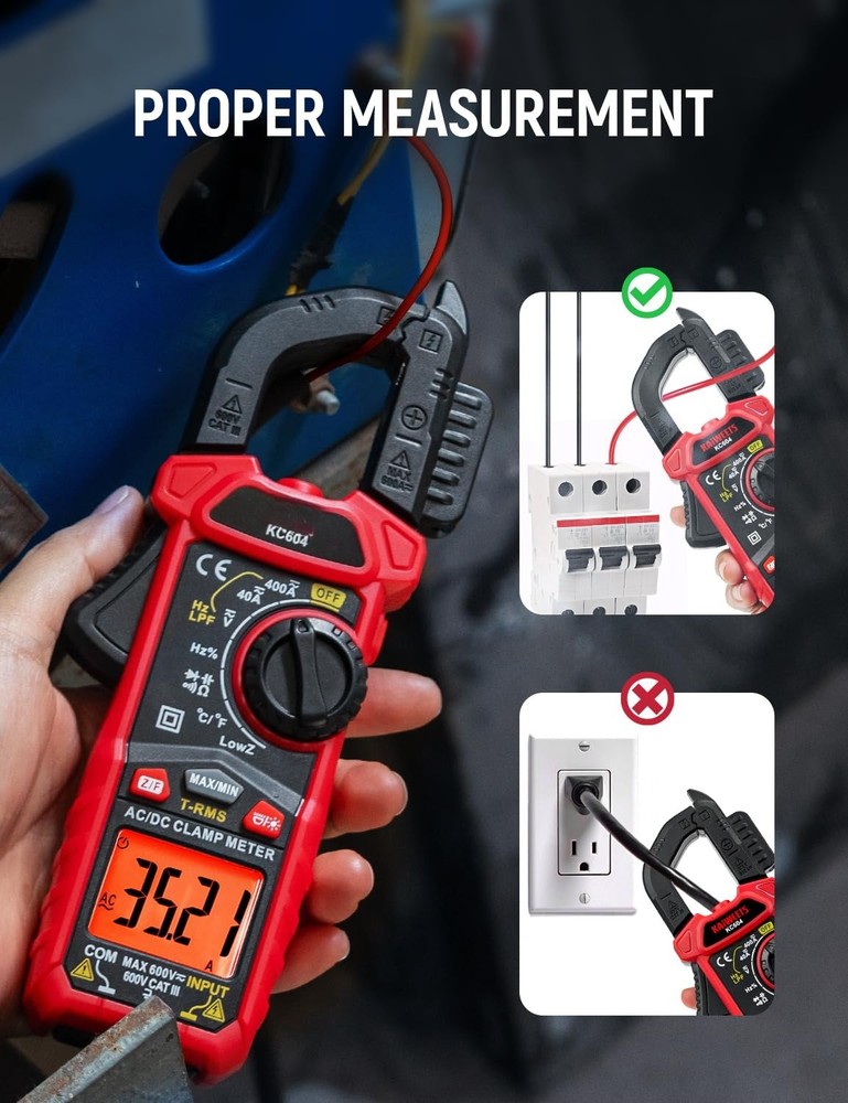 Digital Clamp Meter Multimeter with D-Shaped Jaw with Flashlight Backlight