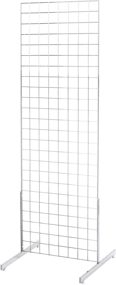 Set 2 Gridwall Panels 2' x 6' Grid Wall Display Chrome Steel 4 Legs Panel