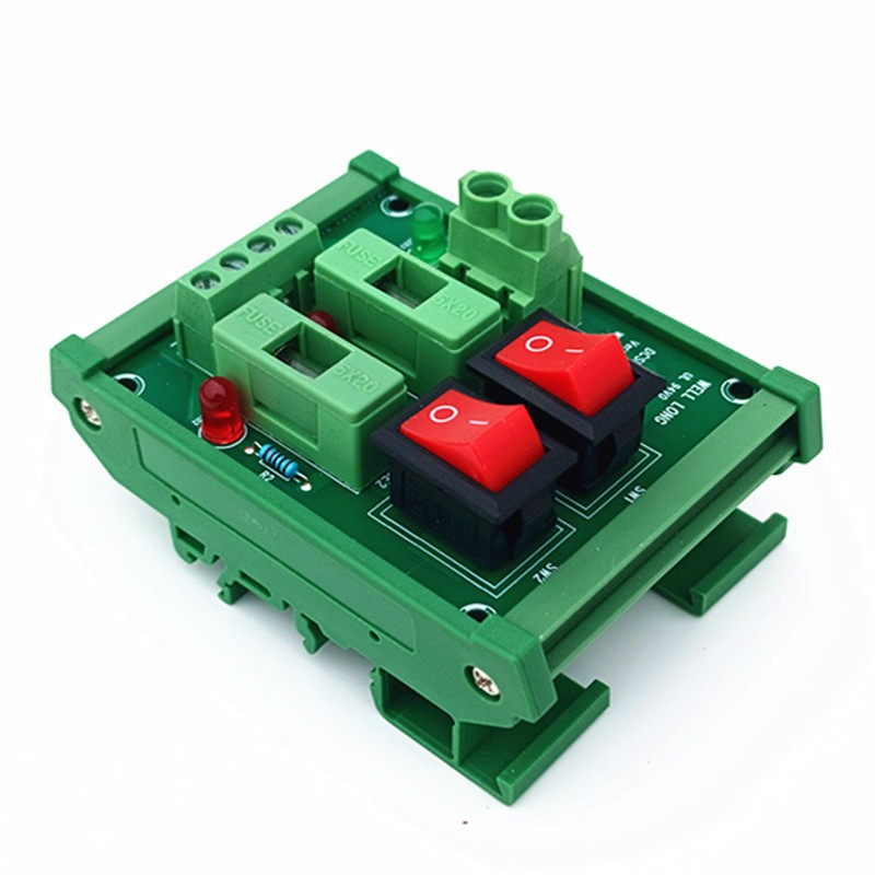 DIN Rail Mount 2 Position Switch DC Power Distribution Strip Module Fuse Splitte