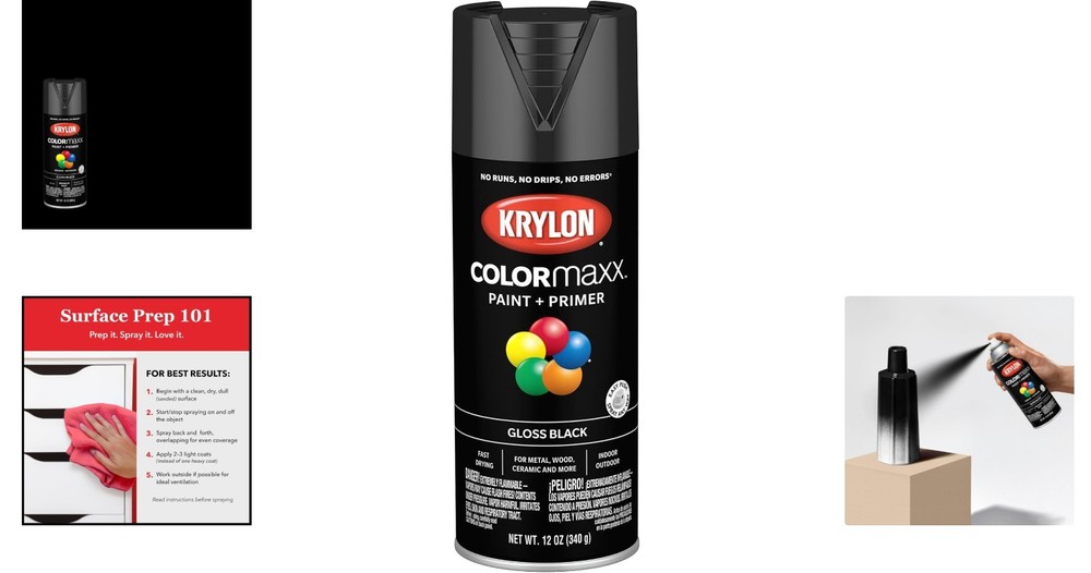 Versatile 12oz Gloss Black Spray Paint: Fast Drying & Easy Application