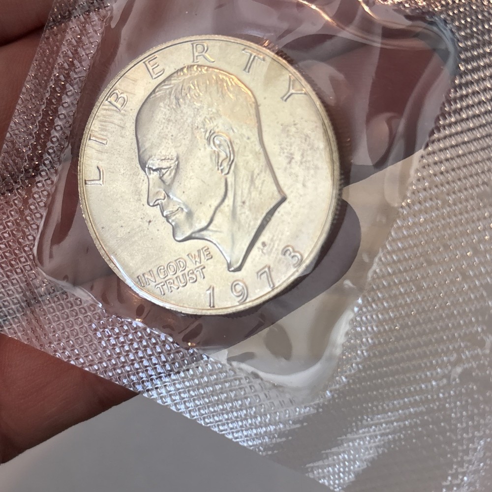 1973 S Eisenhower SILVER Dollar Uncirculated Blue Envelope US Mint OGP/COA