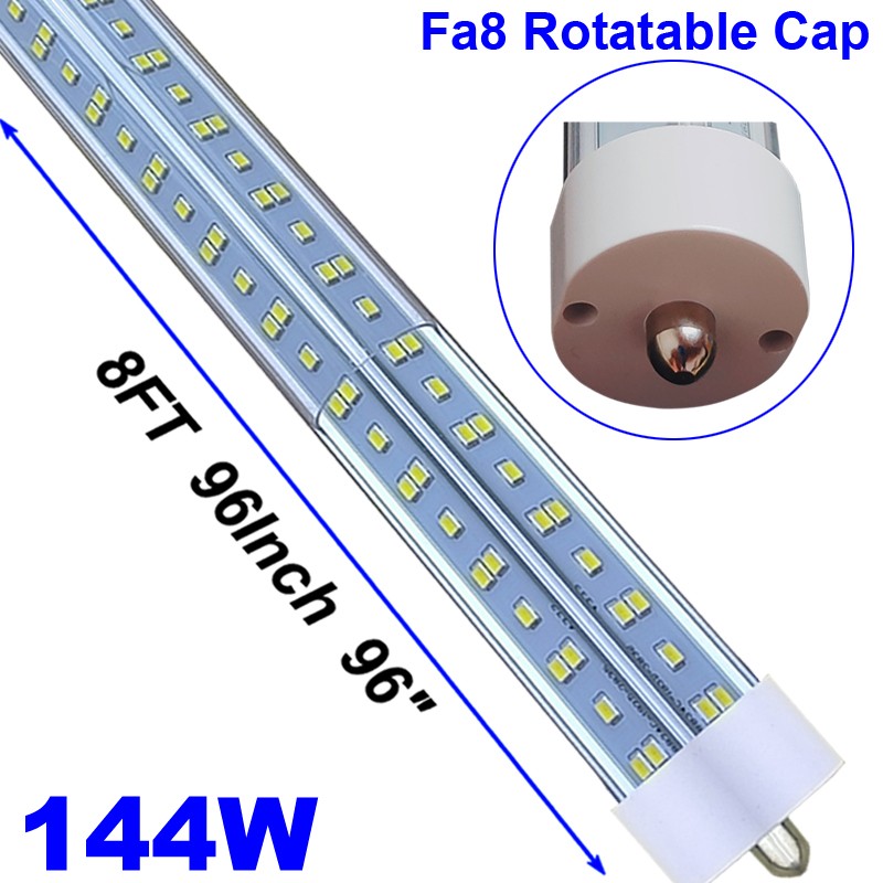 8 Foot 144W Led Tube Light T8  Single Pin 8FT FA8 144W 8' Led Shop Light 25 PACK