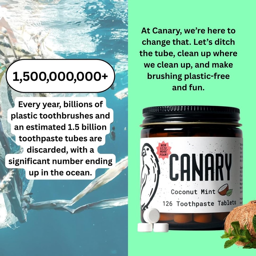 Canary Nano Hydroxyapatite Toothpaste Tablets Coconut Mint - Remineralizing, Flu