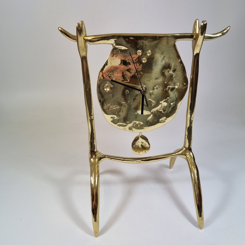 David Marshall Signed Brass Clock 20th Century 30cm High