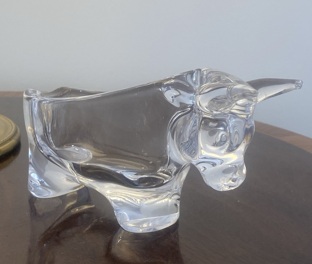 Cannes Le Chatel Vintage Crystal Bull Mid 20th c
