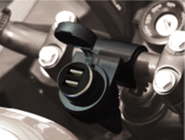 12V CIGARETTE LIGHTER SOCKET FOR MOTORCYCLE + DOUBLE REMOVABLE USB SOCKET CODE P12USB DUA