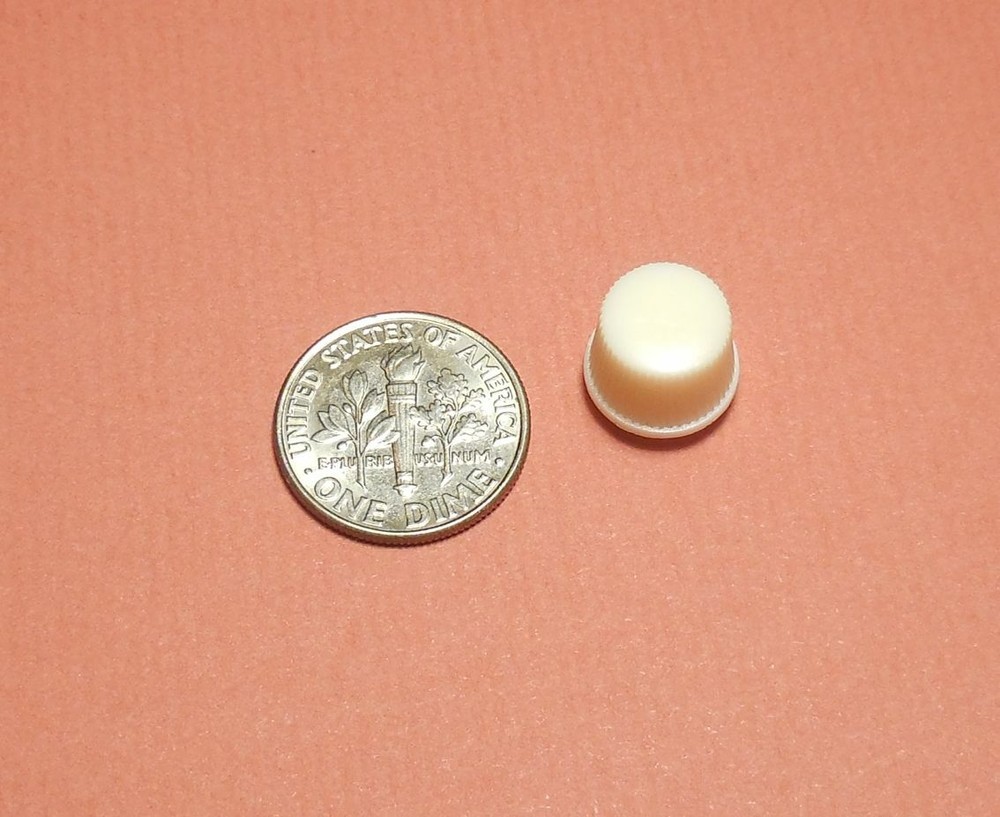 NOS White Plastic Clock Knob 2-56 Right Hand Threads