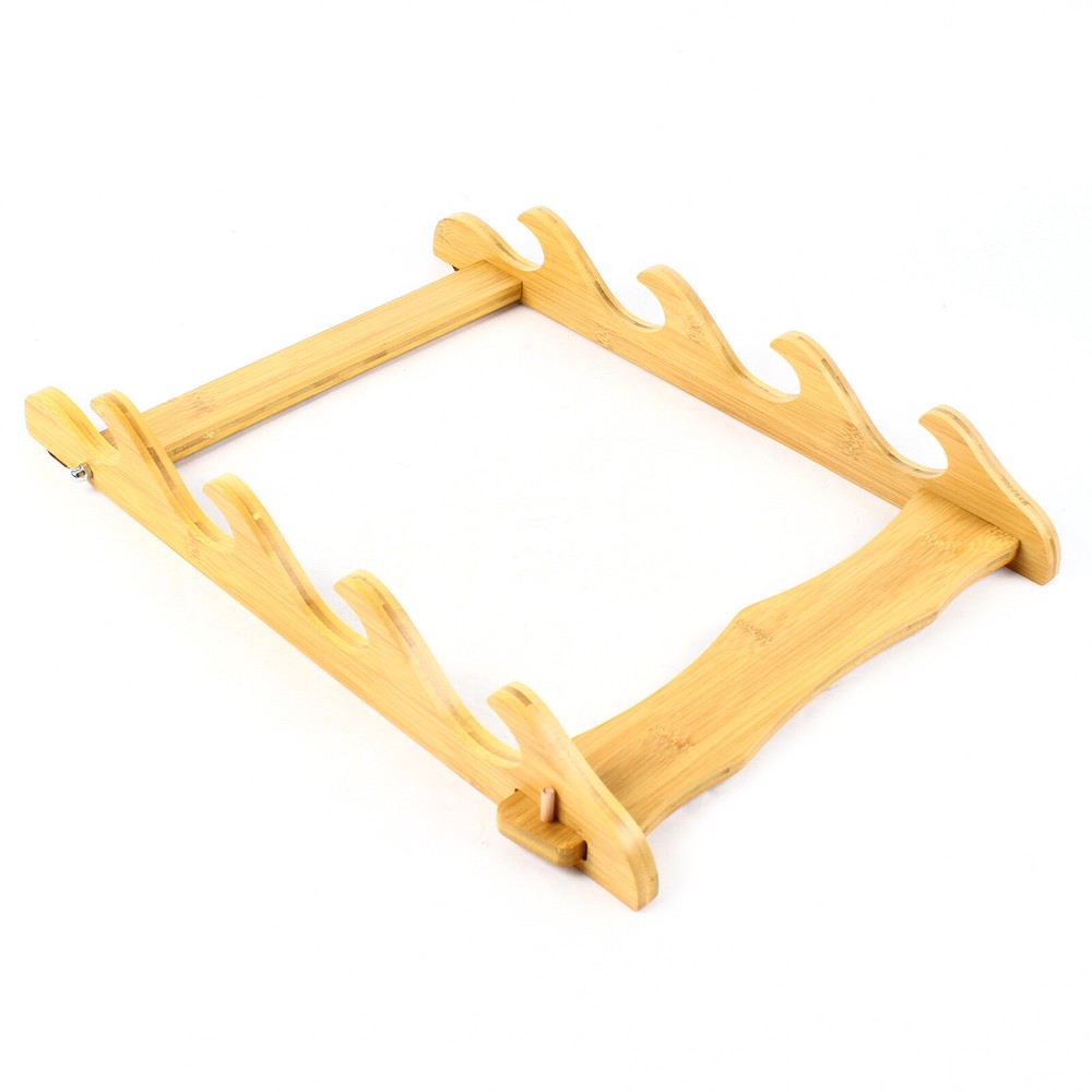 4-Layer Bamboo Mount Display Stand Wall-Mounted Display Rack Sword Mount Stand