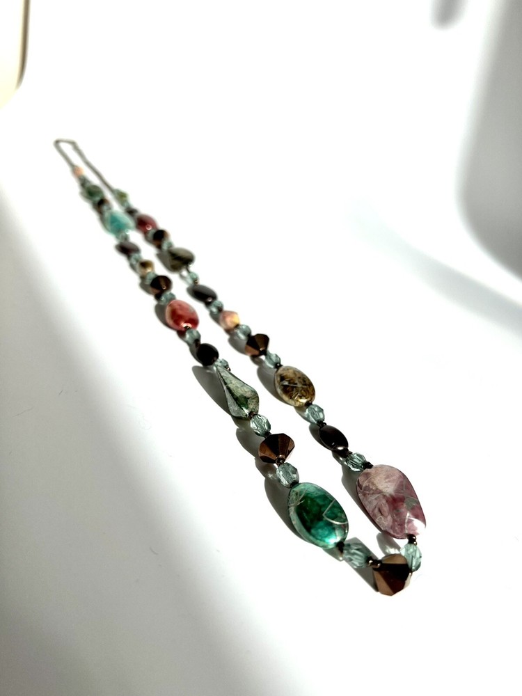 Artisan Made Long Art Glass multicolor Beaded Necklace