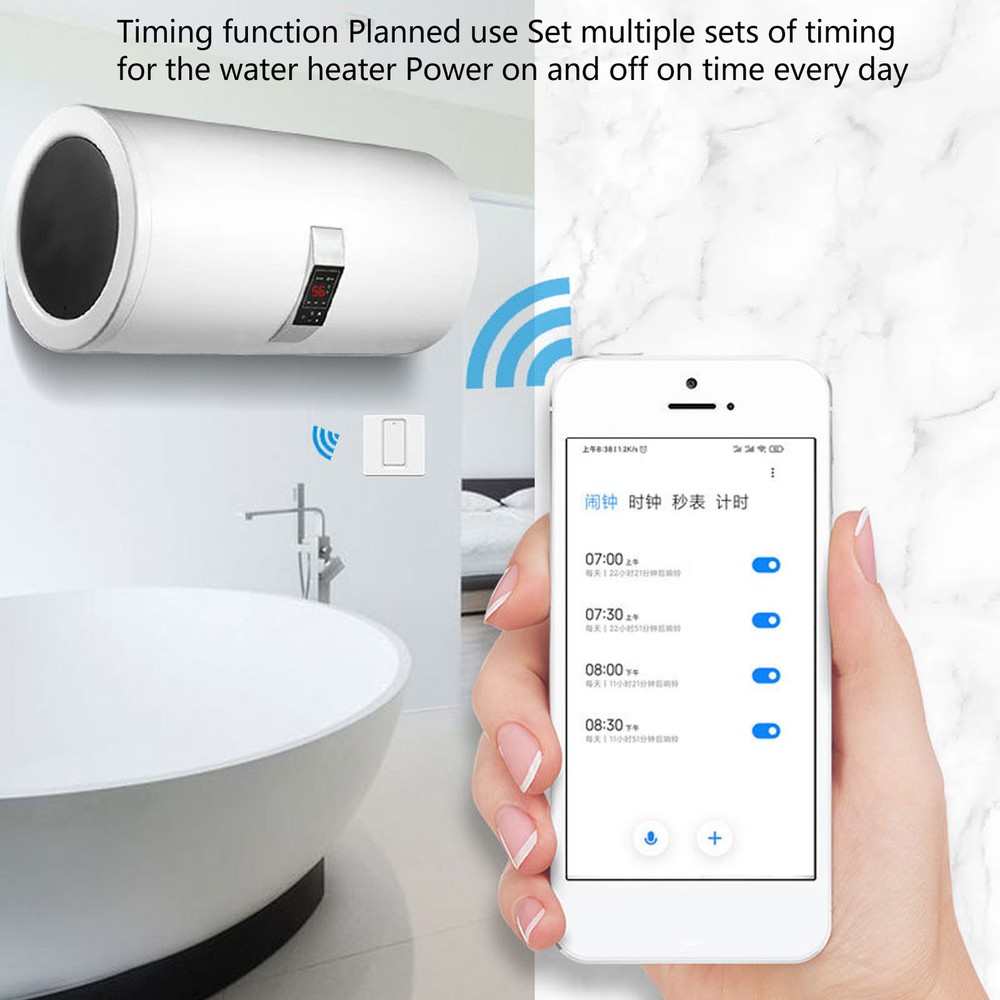 Water Heater Switch WIFI APP Voice Control Timing Smart Touch Switch AC100‑240V
