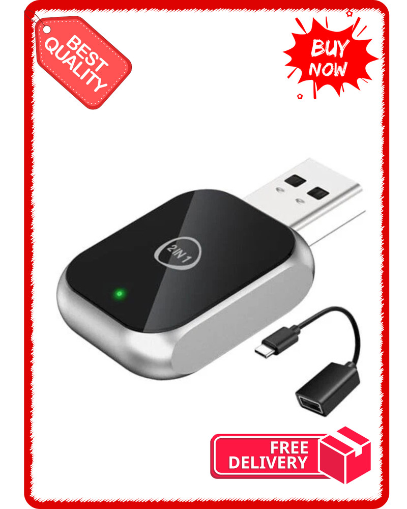 Android Auto Wireless Adapter Carplay - 2 in 1 Wireless Android Auto Car Silver