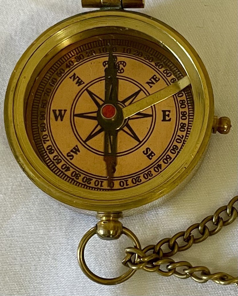 Vintage Thoreau's Go Confidently Quote Engraved Compass