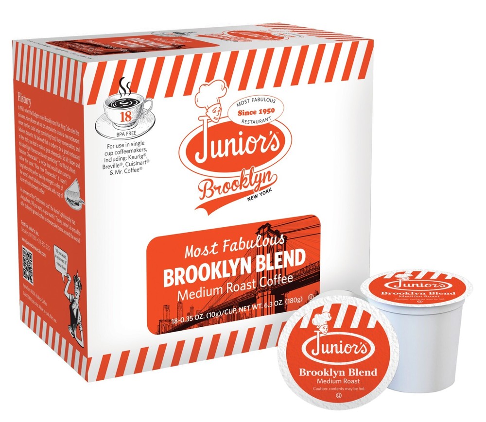 Junior's Most Fabulous Brooklyn Blend, Medium Roast Single Single serve 36 ct