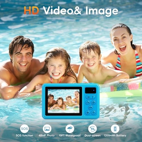 Underwater Digital Camera - 10 FT Waterproof Floating Camera with Blue 10FT