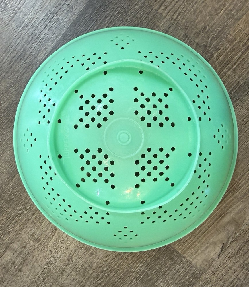 Tupperware Drainer Colander Vintage Kitchen Strainer 10" Green Plastic 339-3