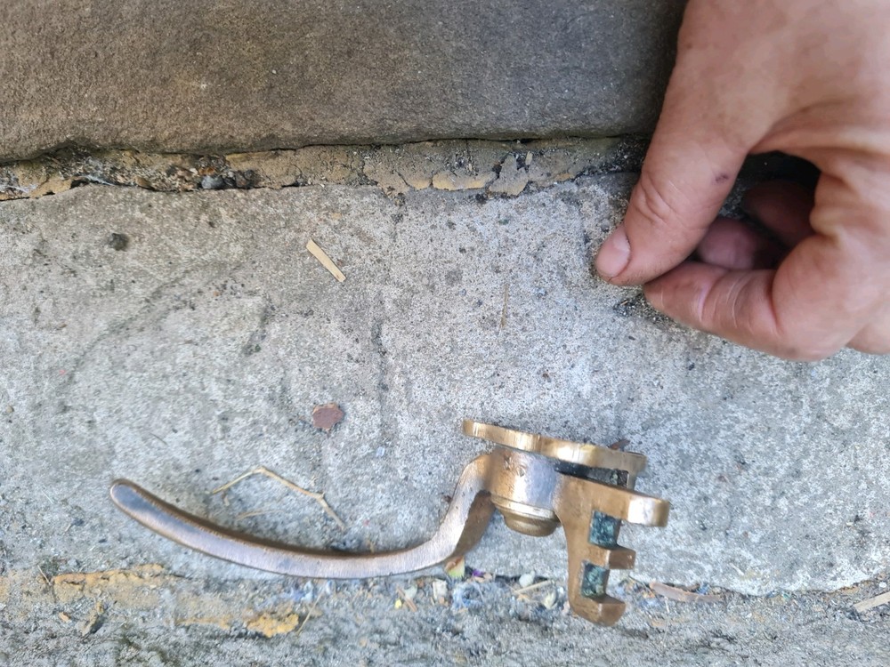 One Single Old Antique Brass Window Latch Handle